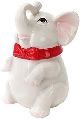 PACIFIC GIFTWARE Elephant Cookie Jar Ceramic Cute Kitchen Accessory, White