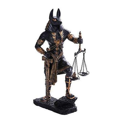 Pacific Giftware PT Ancient Egyptian God Anubis Judgement of Anubis Black Gold Cast Bronze Resin Collectible Figurine