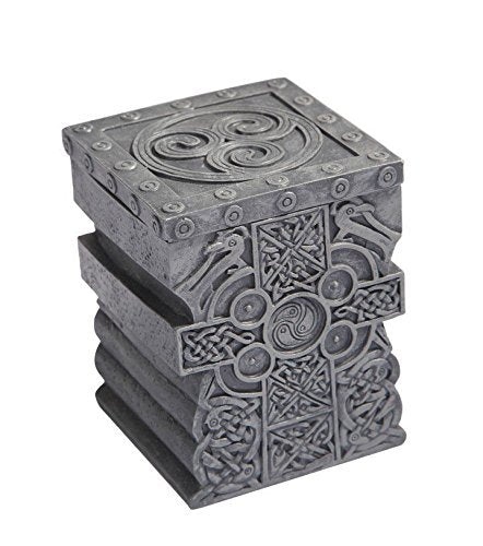 3.5 Inch Engraved Celtic Cross Jewelry/Trinket Box with Lid Figurine