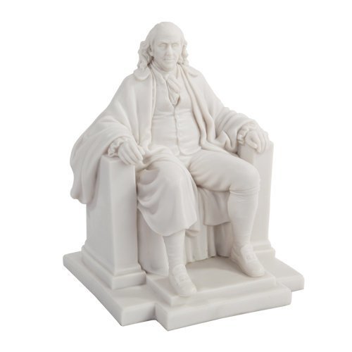 PTC 7.5 Inch White Benjamin Franklin Figurine Statue in Chair Knickknack