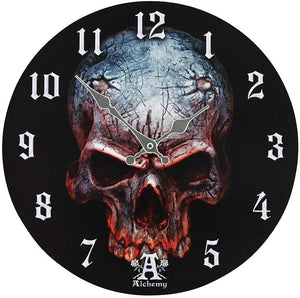 Alchemy Birth of a Demon Clock Skull Horn Holes Devil Gothic Unique Wall Clock
