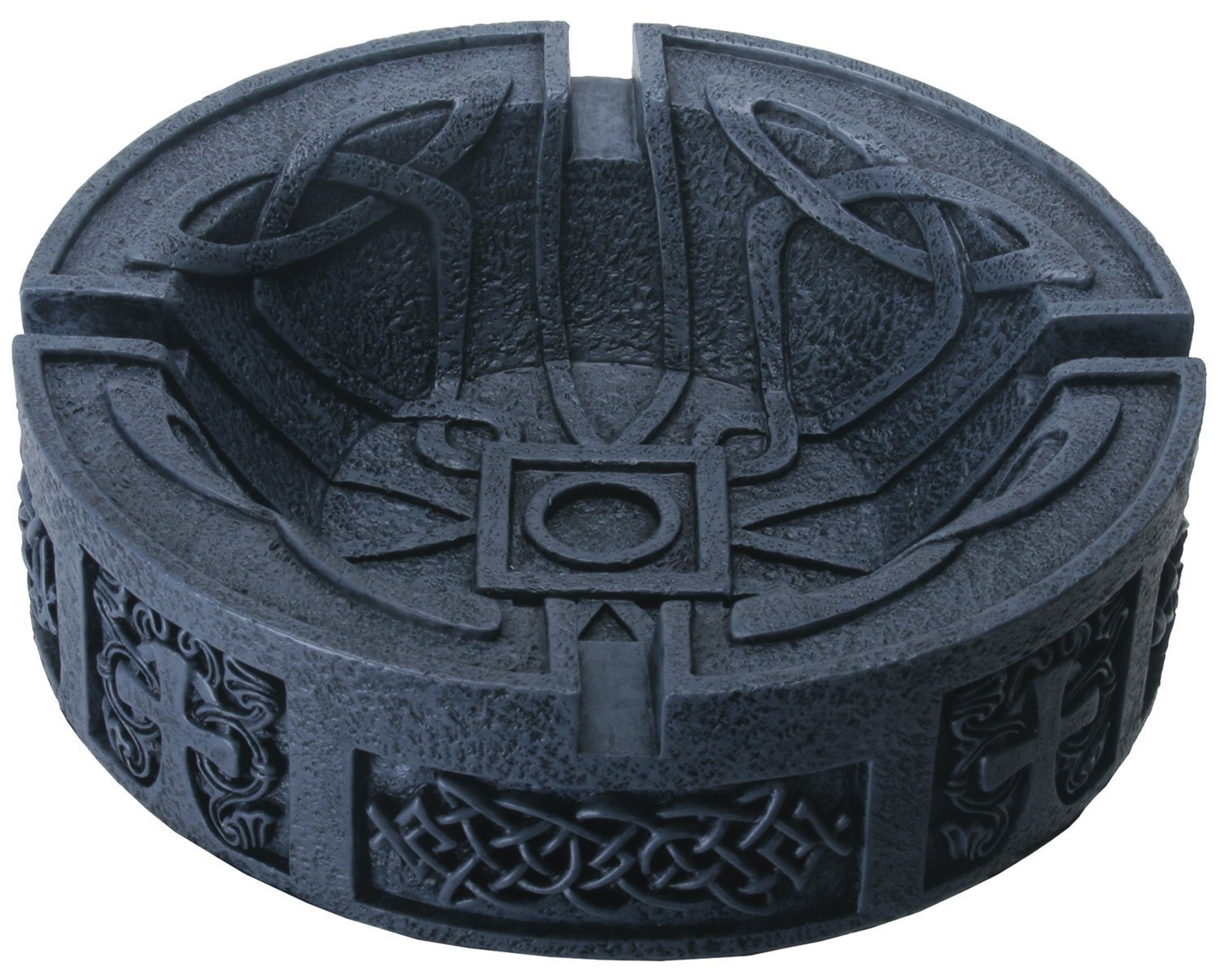 5.25 Inch Cigar Ashtray with Celtic Engravings, Grey Colored