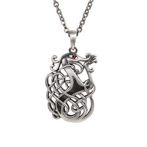 CELTIC FEROCIOUS DRAGON NECKLACE PENDANT PEWTER ALLOY