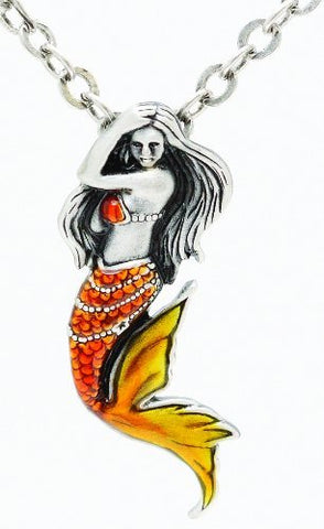 Orange Mermaid Necklace Pretty Ocean Lady