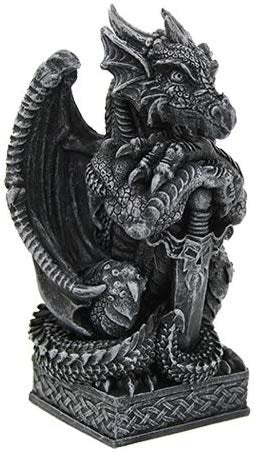 Pacific Giftware Majestic Royal Palace Stone Guardian Dragon with Sword