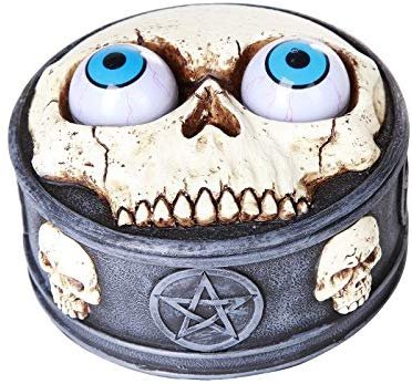 Pacific Giftware Novelty Rolling Evil Eye Balls Skull Box Pentagram Skull Resin Trinket Box Collectible
