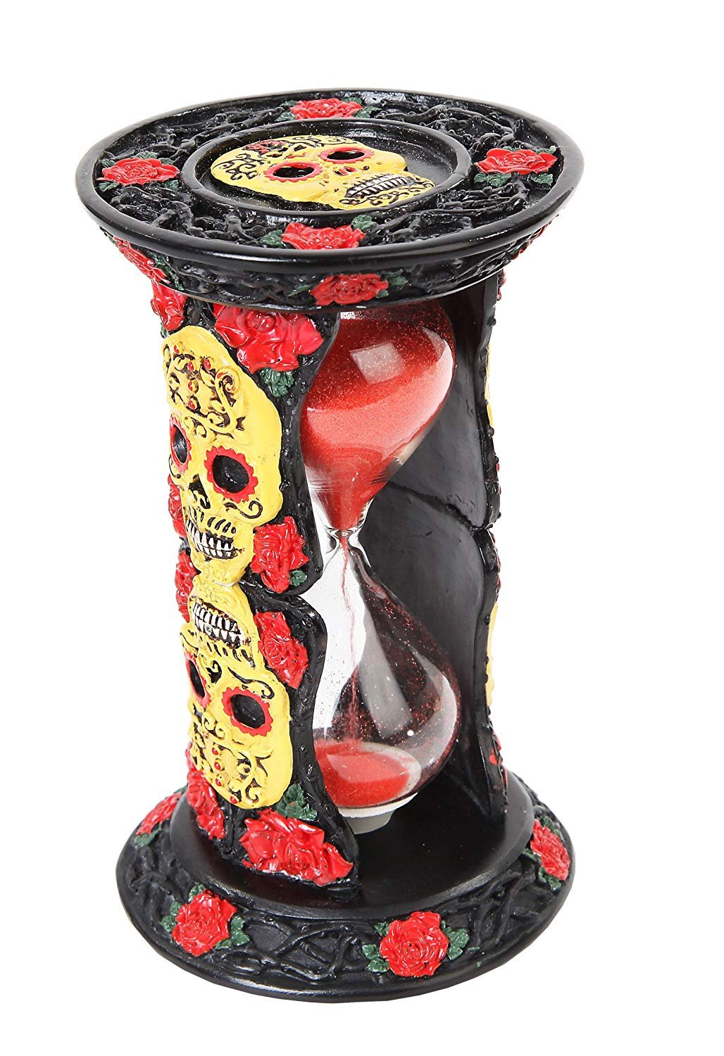 PTC 6.13 Inch Day of The Dead Skulls Sand Timer Hourglass Statue Figurine