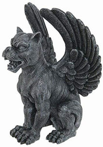 PTC Resin Medieval Sitting Winged Lioness Gargoyle Figurine Statue