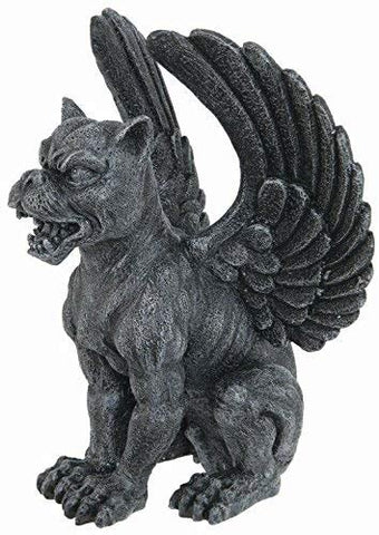 PTC Resin Medieval Sitting Winged Lioness Gargoyle Figurine Statue