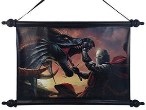 PTC 12 Inch Dragon Slayer Printed Silhouette Hanging Art Wall Scroll