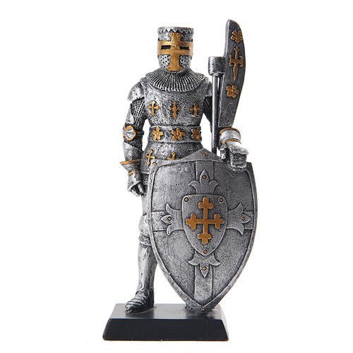 PTC 5 Inch Armored Medieval Knight with Large Shield Statue Figurine