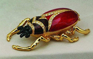 PTC Red Bug Jewel Studded Snap Closure Jewelry/Trinket Box Figurine