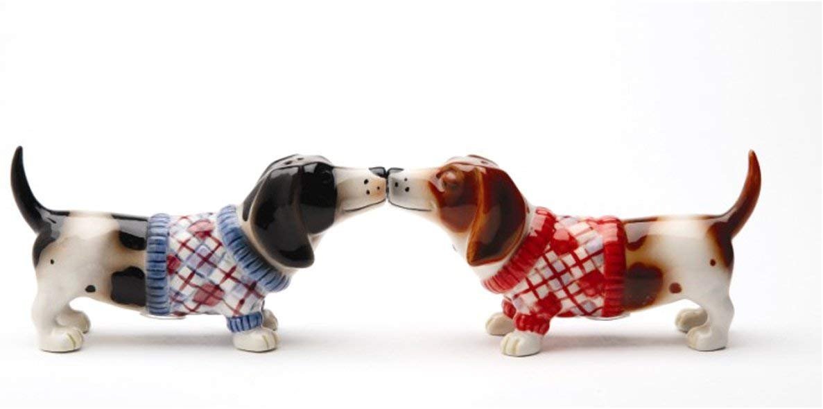 Pacific Giftware Kissing Basset Hounds in Sweater "Nothing but a Hound Dog" Magnetic Salt and Pepper Shaker Set