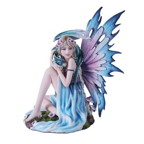 Spring Flower Fairy and Dragon Mystical Statue Figurine Mushroom Meadow Princess