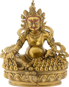 10 Inch Lost Wax Yellow-Gold Colored Fortune Buddha Sitting Down
