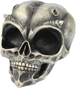 6 Inch Weird Alien Horned Skeleton Skull Resin Statue Figurine