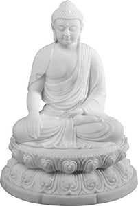 Gifts of Nature Buddha Meditating Enlightment Mudra Statue White, Resin 7 H