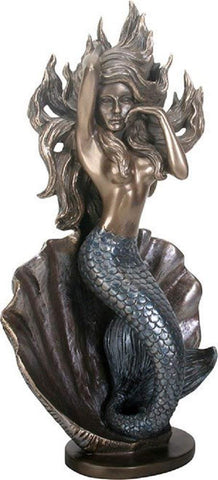 "Mermaid On Shell" Bronze Figurine Statue