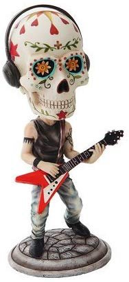 7 Inch Day of The Dead Bobblehead Guitarist Painted Figurine