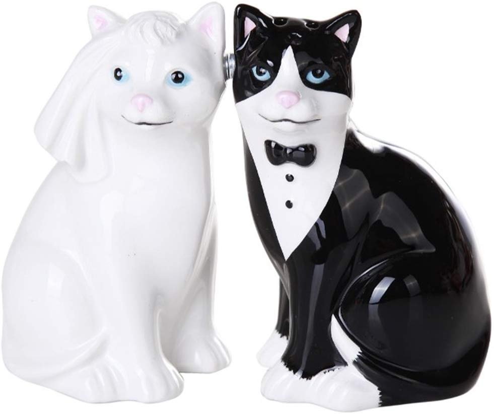 Wedding Cats Magnetic Ceramic Salt and Pepper Shaker Set