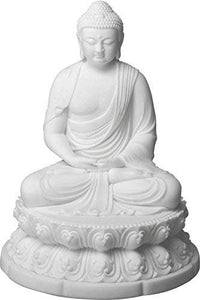 Gifts of Nature Buddha Meditating Contemplation Mudra Double Lotus Statue White, Resin 7 H