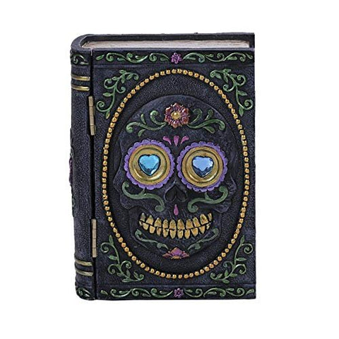 Pacific Giftware PT Day of Dead Skull Face Book Box Resin Figurine Plaque