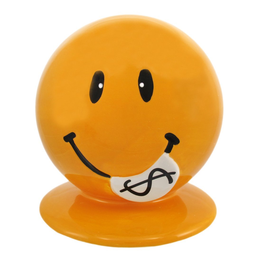 Adorable Yellow Ceramic Happy Face Money Bank Smiley