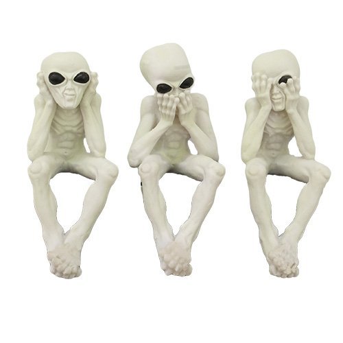 See, Hear, Speak No Evil Alien Shelf Sitter Computer Top Sitters