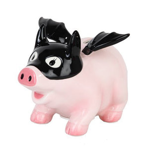 PTC Pacific Giftware Ceramic Bat Pig Savings Piggy/Coin/Money Bank, 6.5" L, Pink