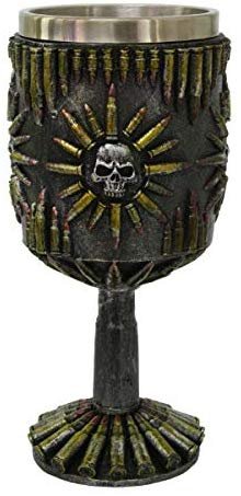 PT Bullets Skull Face Collectible Resin Figurine Drinkable Goblet with Removable Stainless Steel Inner