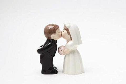 "Bride Groom Kissing" Magnetic Salt & Pepper Set