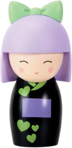 YTC Kokeshi Kokoro Little Japanese Girl in Black and Green Kimono Figurine