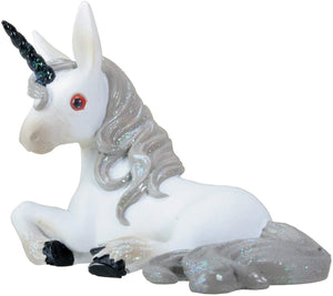 YTC 4.75" Sky The White Unicorn with A Black Horn Laying Down Collectible