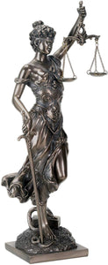 YTC 13.5 Inch Cold Cast Resin Justice Holding Scale and Sword Statue