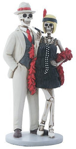 Skeleton Bones 1920s Flapper Dance Couple Decorative Figurine