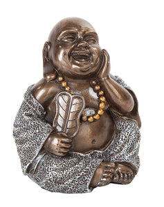 4 Inch Happy Buddha Holding Fan Buddhism Resin Statue Figurine