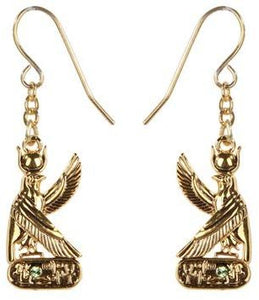Egyptian Horus Golden Pewter Earrings Jewelry- Mystica Collection