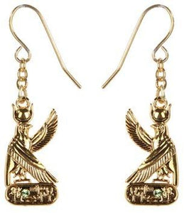 Egyptian Horus Golden Pewter Earrings Jewelry- Mystica Collection