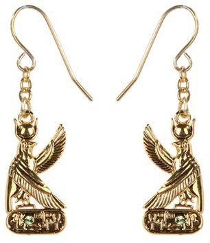 Egyptian Horus Golden Pewter Earrings Jewelry- Mystica Collection
