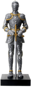 12" Silver Tone Italian Knight with Gold Tone Details Statue Display