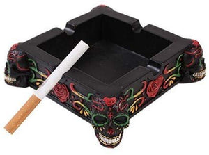 Pacific Trading Giftware Black Day of The Dead Skull Ashtray Figurine Made of...