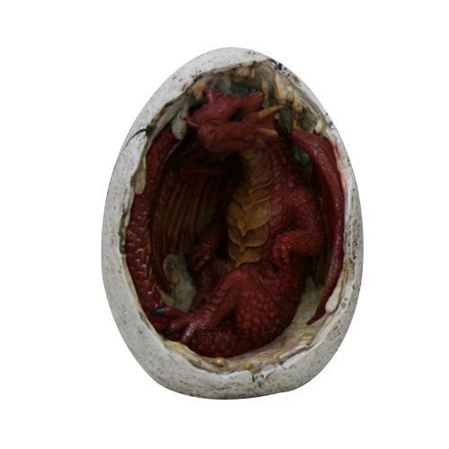 4.75 Inch Red Dragon Hatchling in Egg Casing Statue Figurine