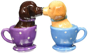 Pacific Trading Labrador Retriever Teacup Magnetic Salt & Pepper Shakers They Kiss! Attractives, 3 1/2'' Tall