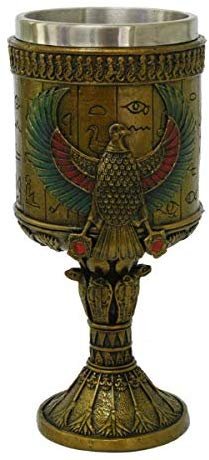 PT Egyptian Winged Falcon Collectible Resin Figurine Drinkable Goblet with Removable Stainless Steel Inner
