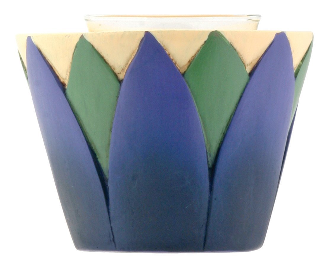 Blue Green and Yellow Lotus Votive Display Candle Holder Burner