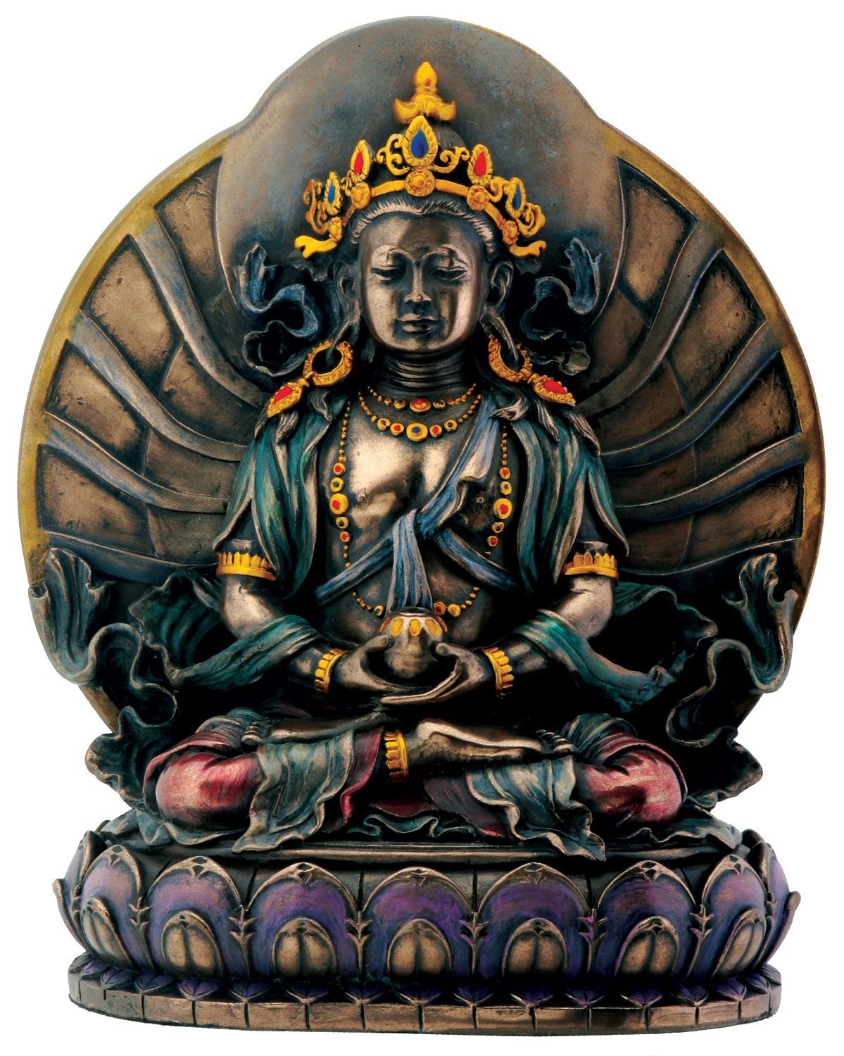 Bronze Amitayus Sitting On Lotus Buddhism Decoration Figurine