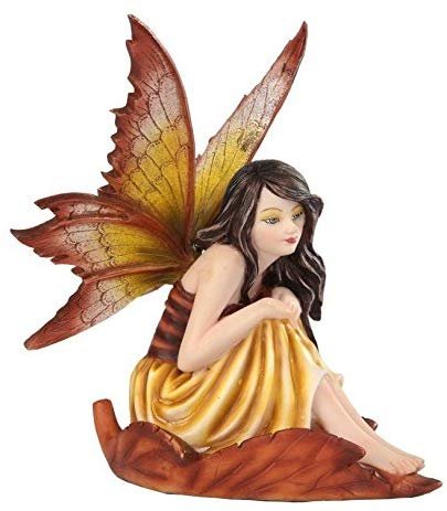 PTC 5.25 Inch Fairyland Yellow Winged Fairy in Leaf Statue Figurine