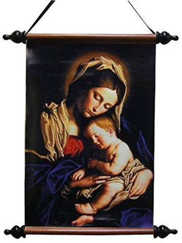 18 Inch Madonna and Child Jesus Religious Hanging Wall Art Scroll