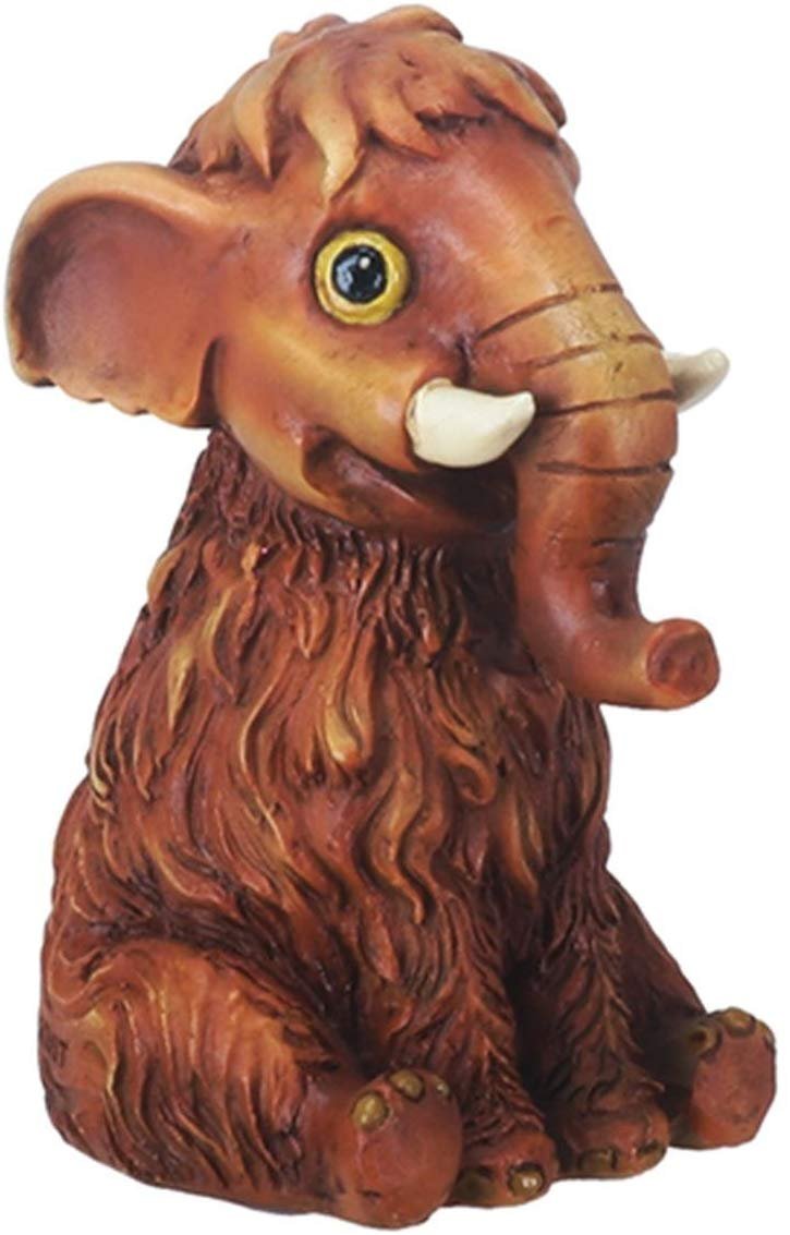 3 Inch Brown Smiling Wooly Mammoth Dinosaur Seated Figurine Decoration