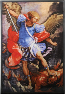 Brightly Colored St. Michael Picture with Large Wings in Square Shape